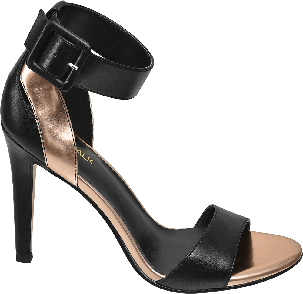 excepto por Que agradable Velas sandalias-tacón-fino-negro-metalizado - Shoelove by Deichmann