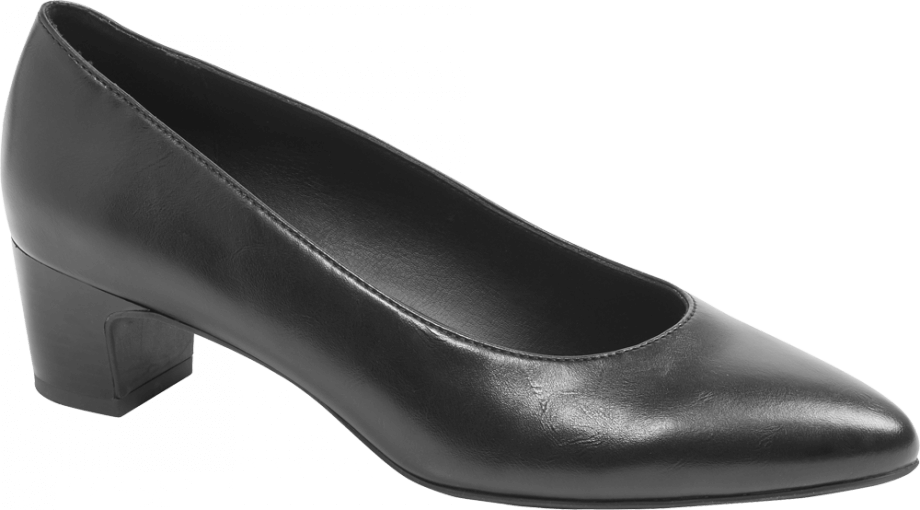 Zapato negro de corte sencillo con tacón cuadrado