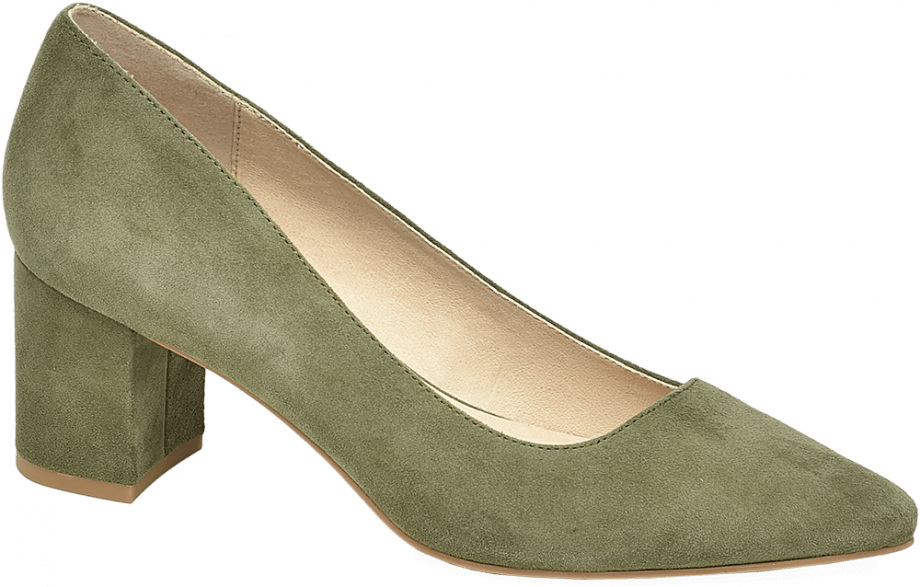 Zapatos de punta con tacón bajo color verde