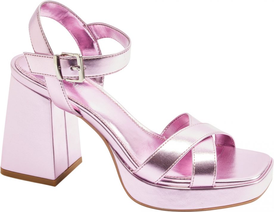 platform, sandalo rosa metallizzato collezione Deichmann