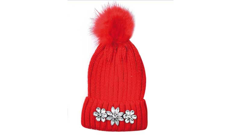 Cappelli inverno - cuffia rossa con pon pon stile preppy