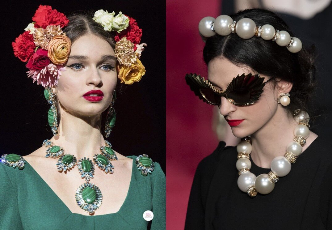 moda bigiotteria - Le parure di Dolce&Gabbana // Photo Credit: Getty Images